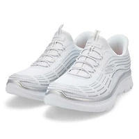 Women'a Summits Plus Slip-Ins Sneaker - White/Silv