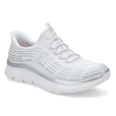 Women'a Summits Plus Slip-Ins Sneaker - White/Silv