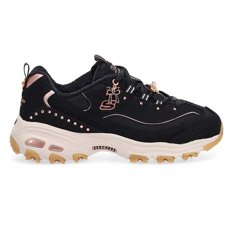 Women's  D'Lites Lace Up Sneaker - Black/Rose Gold
