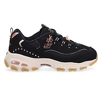 Women's  D'Lites Lace Up Sneaker - Black/Rose Gold