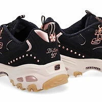 Women's  D'Lites Lace Up Sneaker - Black/Rose Gold