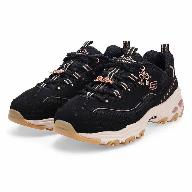 Women's  D'Lites Lace Up Sneaker - Black/Rose Gold