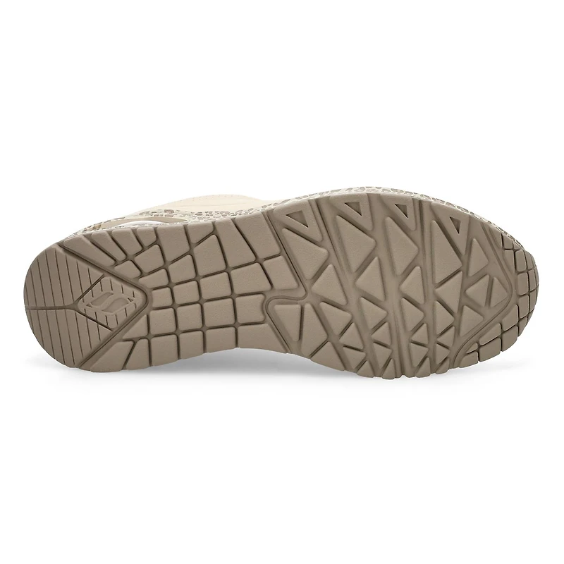 Women's Uno Lace Up Sneaker - White/Leopard