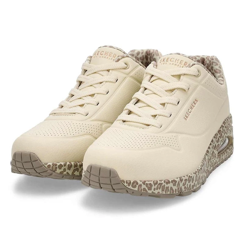 Women's Uno Lace Up Sneaker - White/Leopard