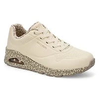 Baskets  lacets UNO, blanc/lopard, femmes