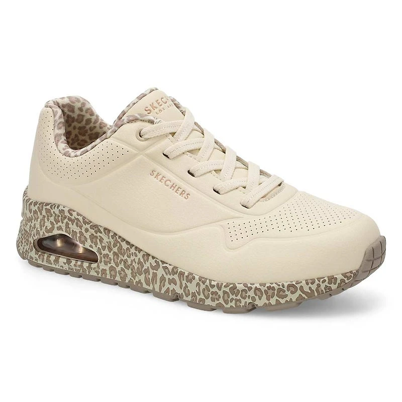 Women's Uno Lace Up Sneaker - White/Leopard