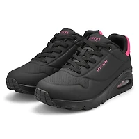 Women's Uno Pop Back Lace Up Sneaker - Black/Hot P