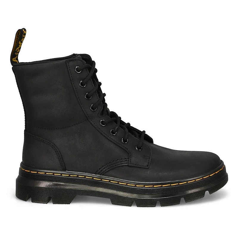 Unisex Combs Lace Up Combat Boot - Dark Brown