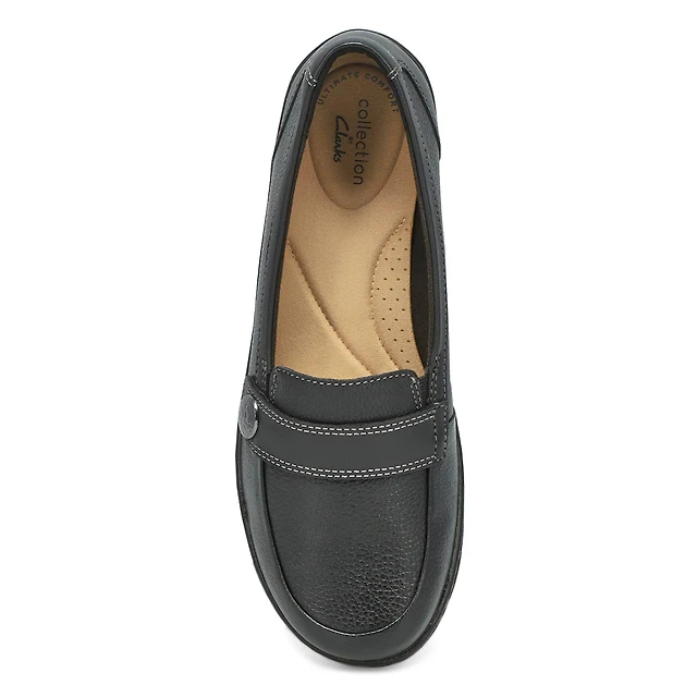 Clarks Women's Cora Daisy Wide Casual Loafer Black Upper