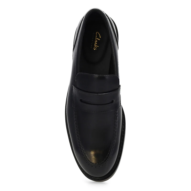 Men's Aldwin Step Leather Slip On Dress Shoe - Bla