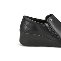 Women's Suttyn Zip Wedge Wide Casual Loafer - Blac