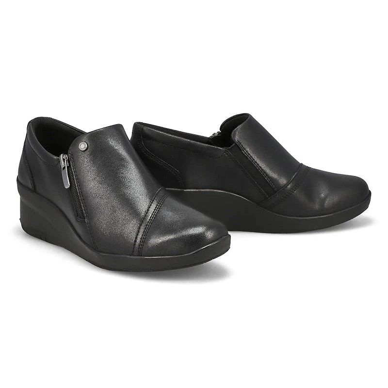 Women's Suttyn Zip Wedge Wide Casual Loafer - Blac