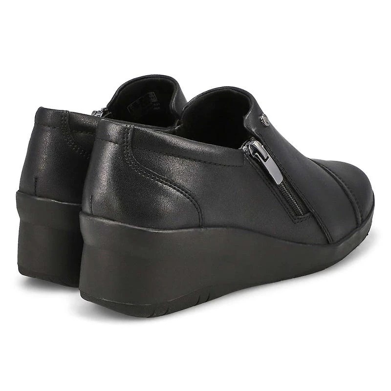 Women's Suttyn Zip Wedge Wide Casual Loafer - Blac