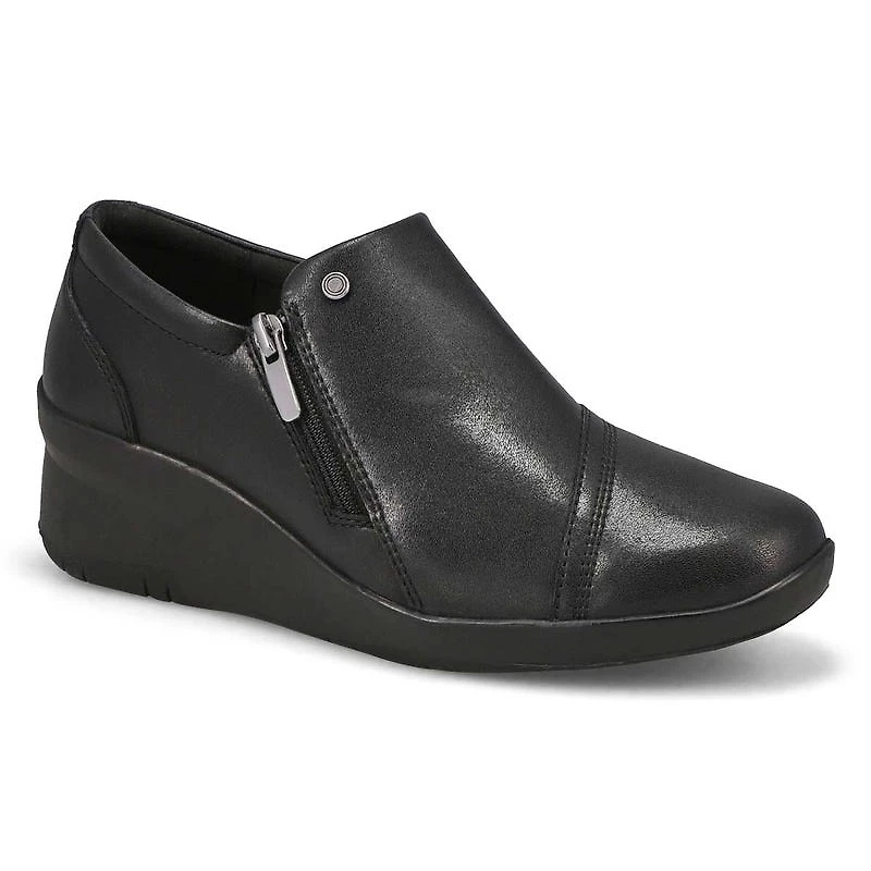 Women's Suttyn Zip Wedge Wide Casual Loafer - Blac