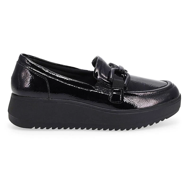 Women's Zylah Top Platform Loafer - Black Crinkle
