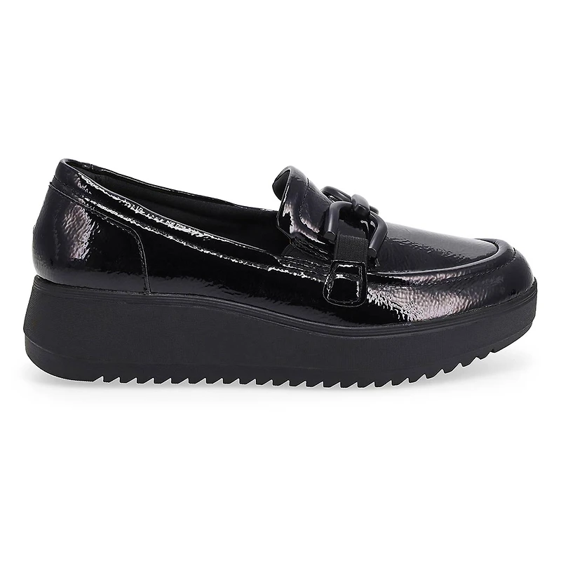 Women's Zylah Top Platform Loafer - Black Crinkle