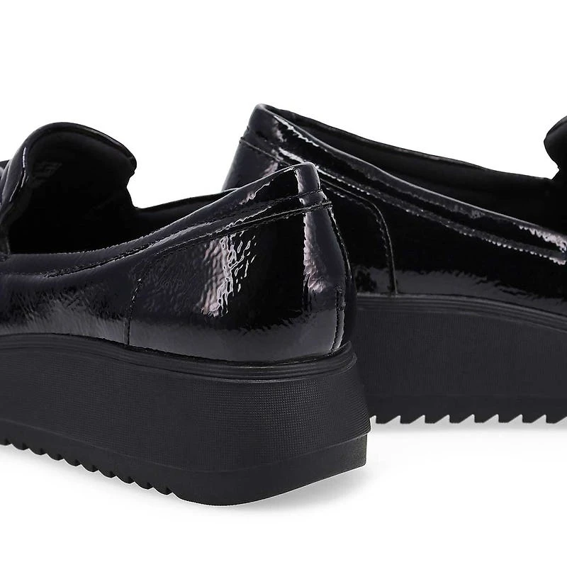 Women's Zylah Top Platform Loafer - Black Crinkle