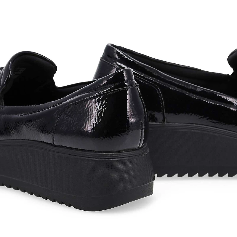 Women's Zylah Top Platform Loafer - Black Crinkle