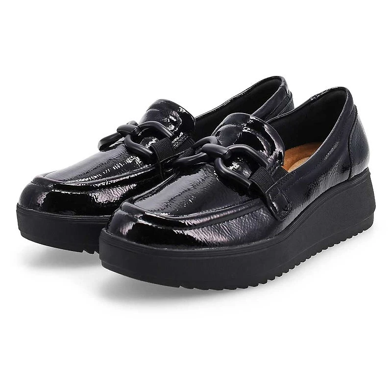 Women's Zylah Top Platform Loafer - Black Crinkle