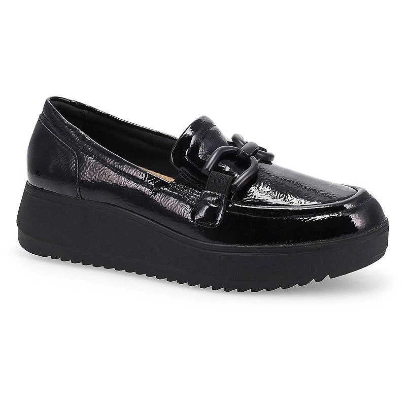 Women's Zylah Top Platform Loafer - Black Crinkle