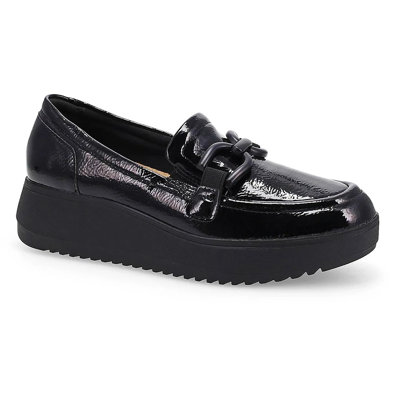 Women's Zylah Top Platform Loafer - Black Crinkle