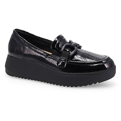 Women's Zylah Top Platform Loafer - Black Crinkle
