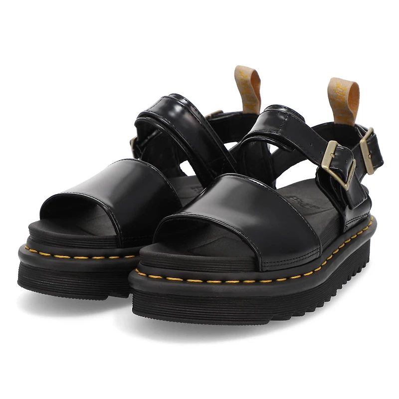 Women's Vegan Voss 2 Strap Casual Sandal - Black