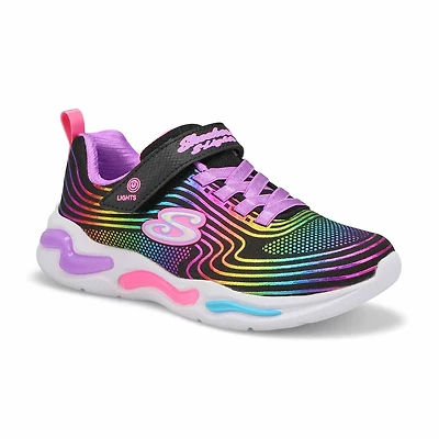 Girls' S Lights Wavy Beams Sneaker - Black/Multi