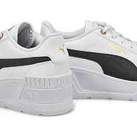Women's Karmen Wedge Sneaker-Wht/Blk/Gld