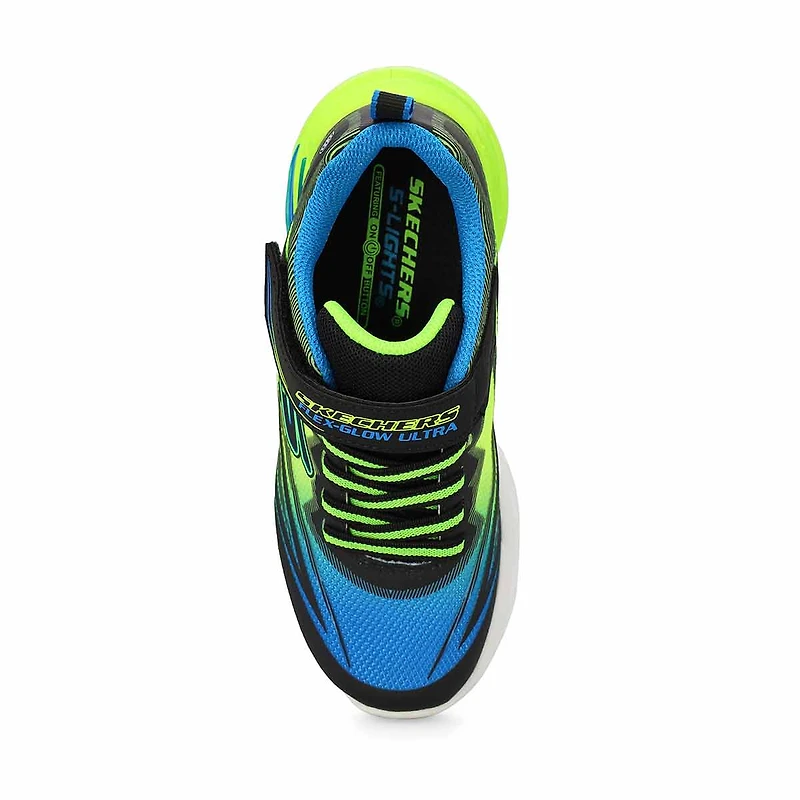 Boys'  S Lights Flex-Glow Ultra Sneaker - Blue/Lim