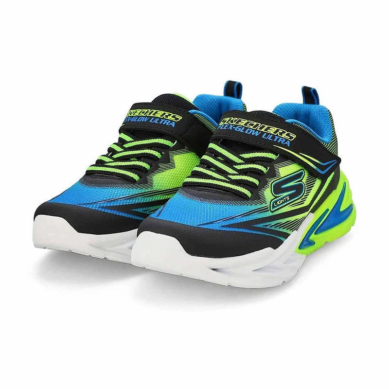 Boys'  S Lights Flex-Glow Ultra Sneaker - Blue/Lim