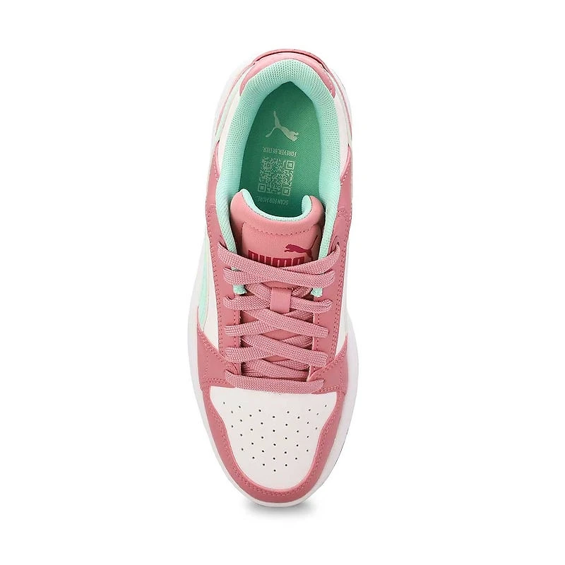 Girls'  Rebound Femme Lace Up Sneaker - White/Mint