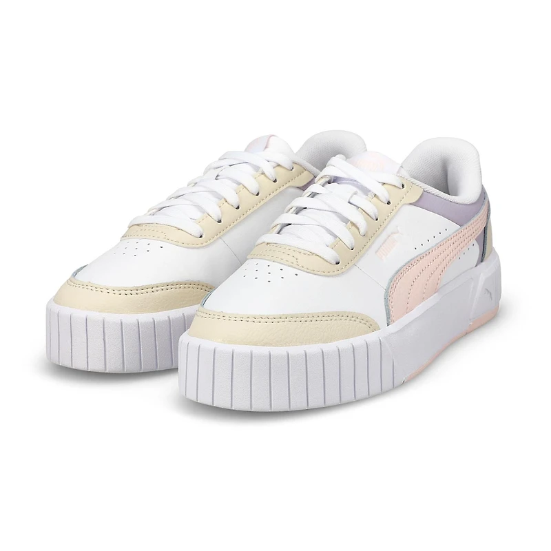 Girls' Carina Mia Lace Up Sneaker - White/Jasmine