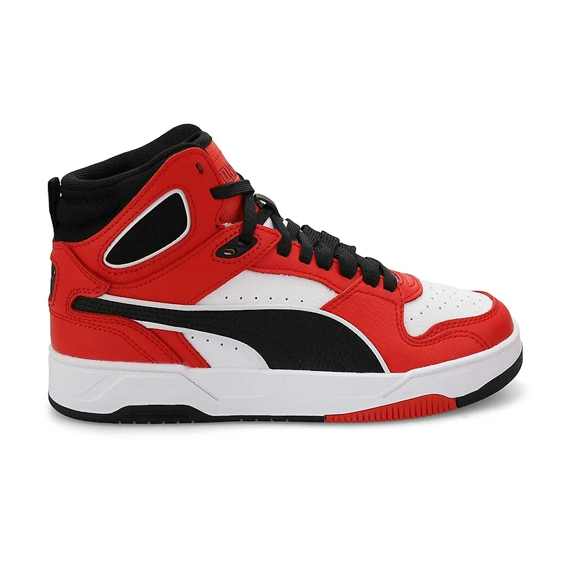 Boys'  Rebound Break Mid Lace Up Sneaker - Red/Bla