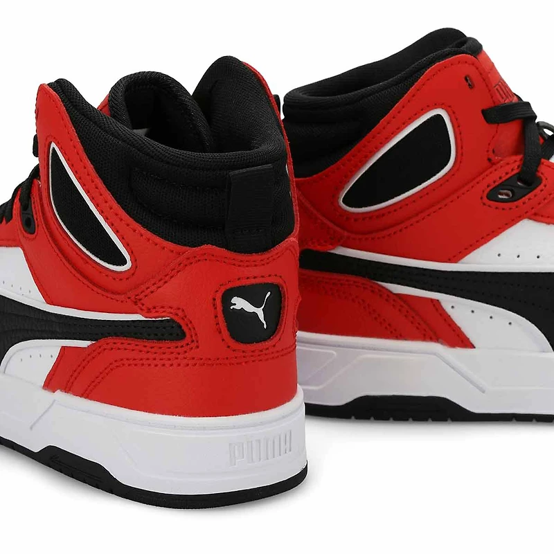 Boys'  Rebound Break Mid Lace Up Sneaker - Red/Bla