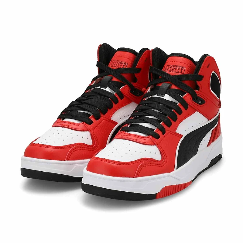 Boys'  Rebound Break Mid Lace Up Sneaker - Red/Bla