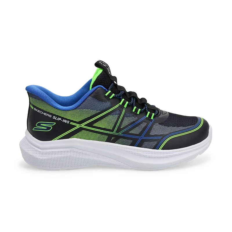 Boys' Microspec Velocity Slip-Ins Sneaker - Black/