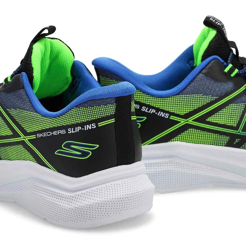 Boys' Microspec Velocity Slip-Ins Sneaker - Black/