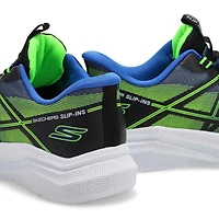 Boys' Microspec Velocity Slip-Ins Sneaker - Black/