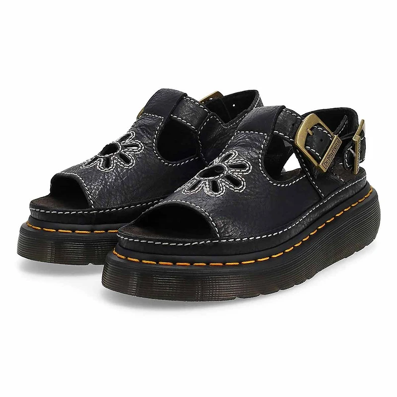 Women's Dunnet Flower Quad Casual Sandal - Black