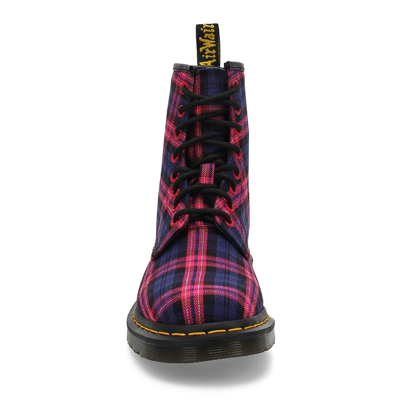 Botte à 8 œillets 1460 TARTAN, rose multi, femmes