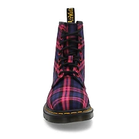 Botte à 8 œillets 1460 TARTAN, rose multi, femmes