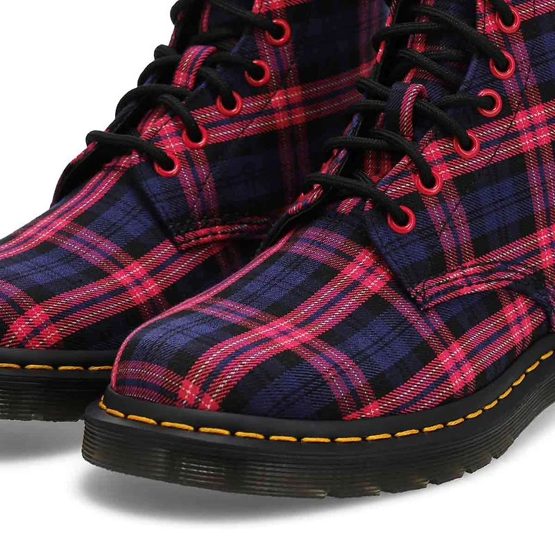 Botte à 8 œillets 1460 TARTAN, rose multi, femmes