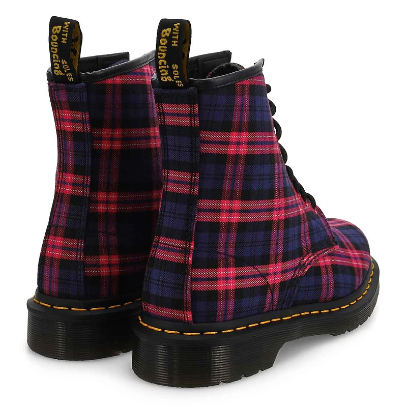 Botte à 8 œillets 1460 TARTAN, rose multi, femmes