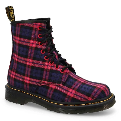 Botte à 8 œillets 1460 TARTAN, rose multi, femmes