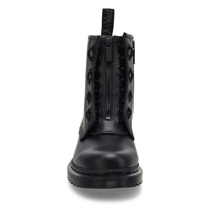 Unisex Pascal Zip Mono 8 Eye Boot - Black Smooth