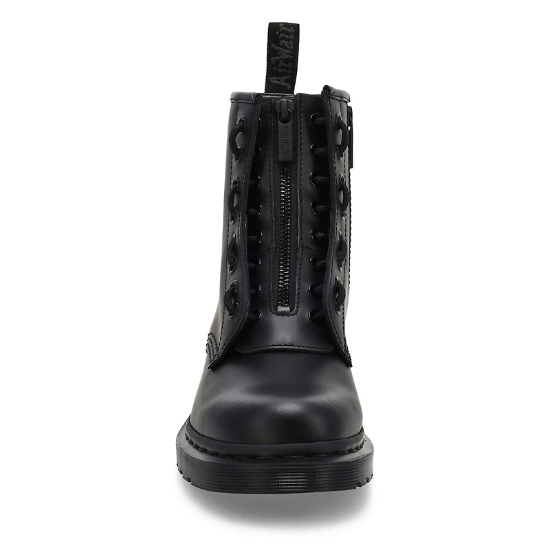 Unisex Pascal Zip Mono 8 Eye Boot - Black Smooth