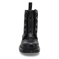 Unisex Pascal Zip Mono 8 Eye Boot - Black Smooth