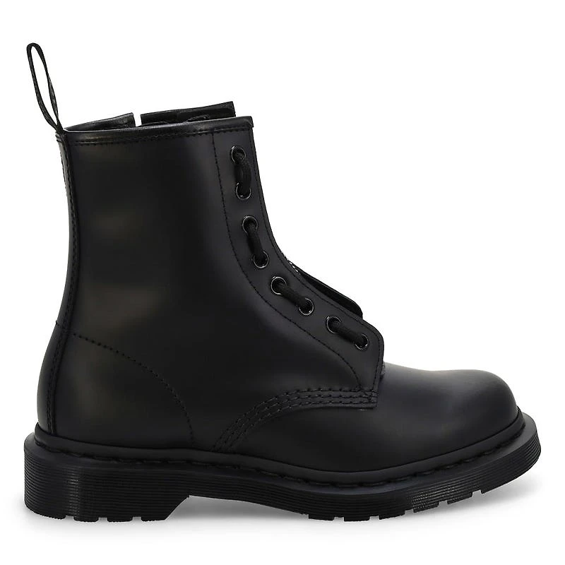 Unisex Pascal Zip Mono 8 Eye Boot - Black Smooth