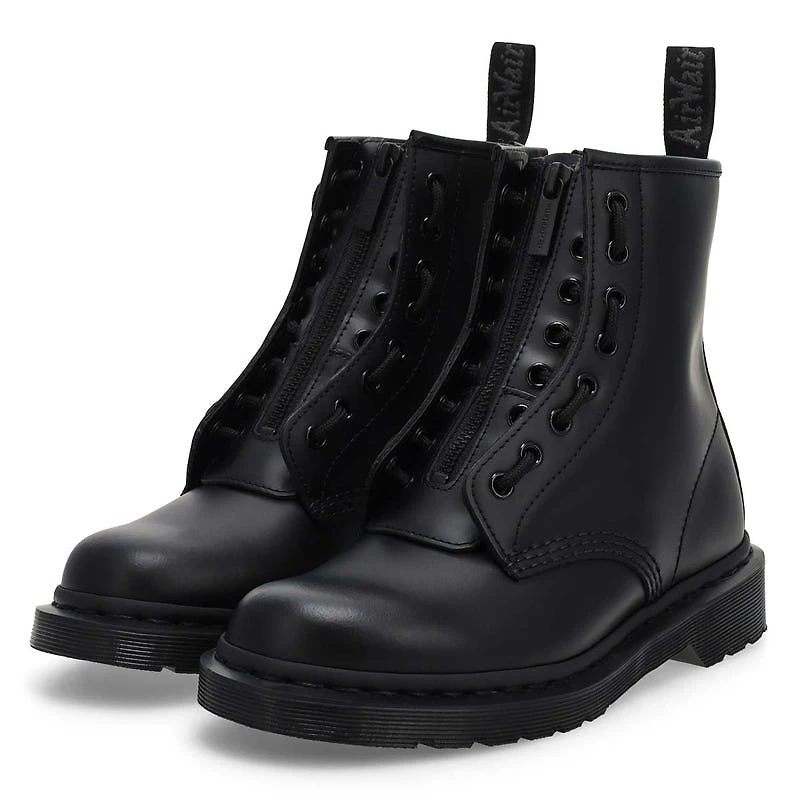 Unisex Pascal Zip Mono 8 Eye Boot - Black Smooth